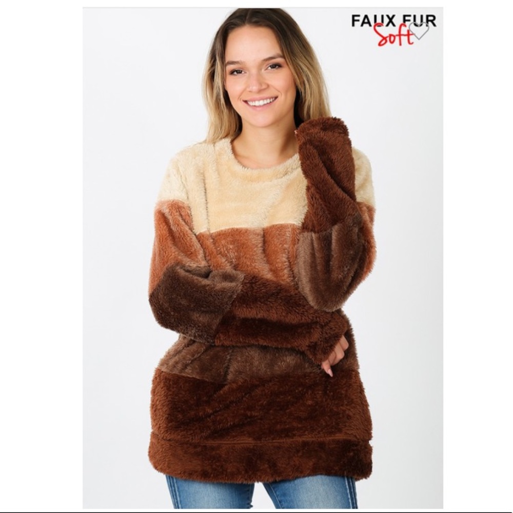 1 left❤️2 for $40❤️soft faux fur pullover top - Picture 2 of 6